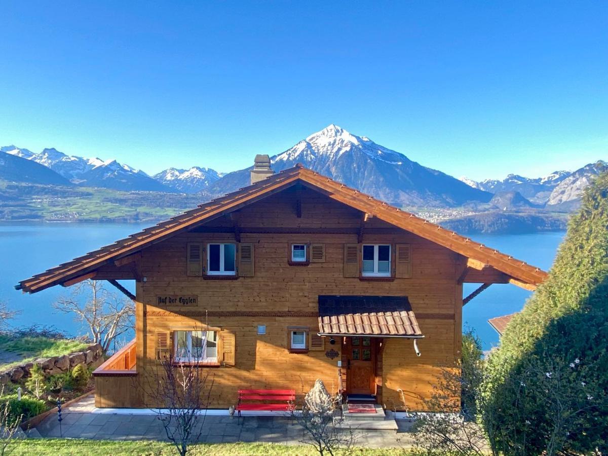 Chalet Egglen "Typical Swiss House, Best Views, Private Jacuzzi" Sigriswil Extérieur photo