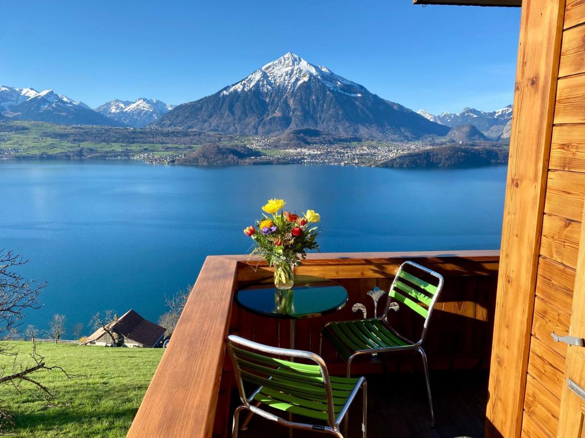 Chalet Egglen "Typical Swiss House, Best Views, Private Jacuzzi" Sigriswil Extérieur photo