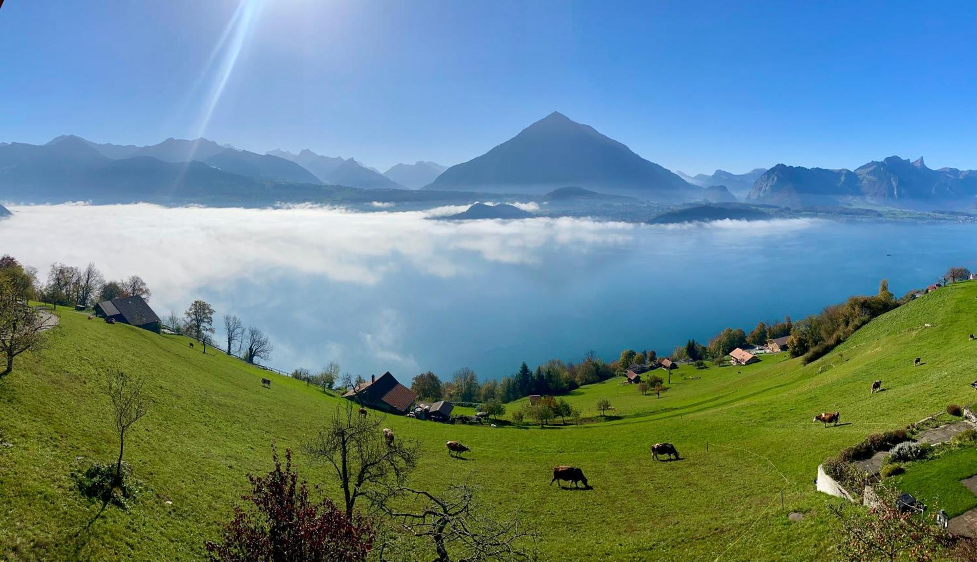 Chalet Egglen "Typical Swiss House, Best Views, Private Jacuzzi" Sigriswil Extérieur photo